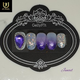 Calm purple handmade nail tips - Long Round Square / 잔잔한퍼플 수제네일팁 - 롱라운드스퀘어