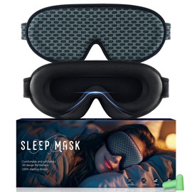 Antifaz de viaje para sleep de lado, cobertura de ojos 3D optimizada, oscuridad completa, banda adjustable y tapones para los oídos, para mujeres y hombres, Caqui2