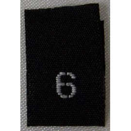 Sean Label 100 PCS BLACK WOVEN SEWING CLOTHING LABELS, SIZE TAGS - SIZE 6 - SIX