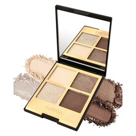 4 Colors Eyeshadow Palette, Pink Green Smokey Matte & Glitter Shades, Highly Pigmented Long Lasting, Waterproof & Blendable, Black Brown Golden Natural Nude Eyeshadow Makeup Set Gift for Women Girl-04