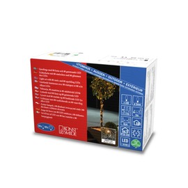 Konstsmide LED Lichterkette, mit Glimmereffekt, 160 bernsteinfarbene Dioden (80 glimmend), 24V Außentrafo, schwarzes Kabel - 3641-810, Weiß