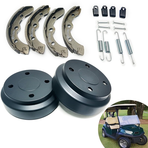 Golf Cart Rear Brake Drums Kit with Brake Shoes &