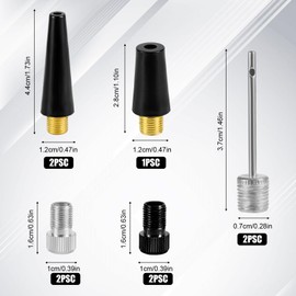 NQEUEPN 9pcs Bike Valve Adapter Set, Brass Bike Tire Valve Adapter with Ball Pump Needles Inflation Nozzle Air Inflator Adaptor Bike Pump Tool for Presta Schrader