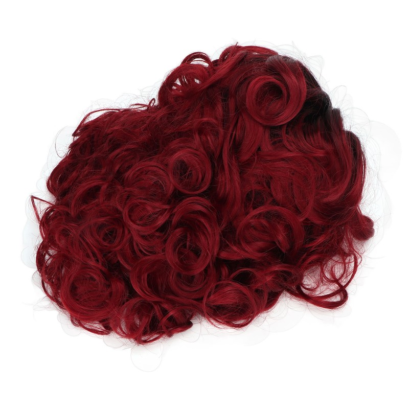 Curly Short Wig Wine Red Women Wig Gradient Color Adjustable