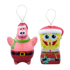 Ruz Spongebob Squarepants and Patrick Star Christmas Ornaments Set, Indoor/Outdoor Tree Decorations and Holiday Home Decor, 2-Pack