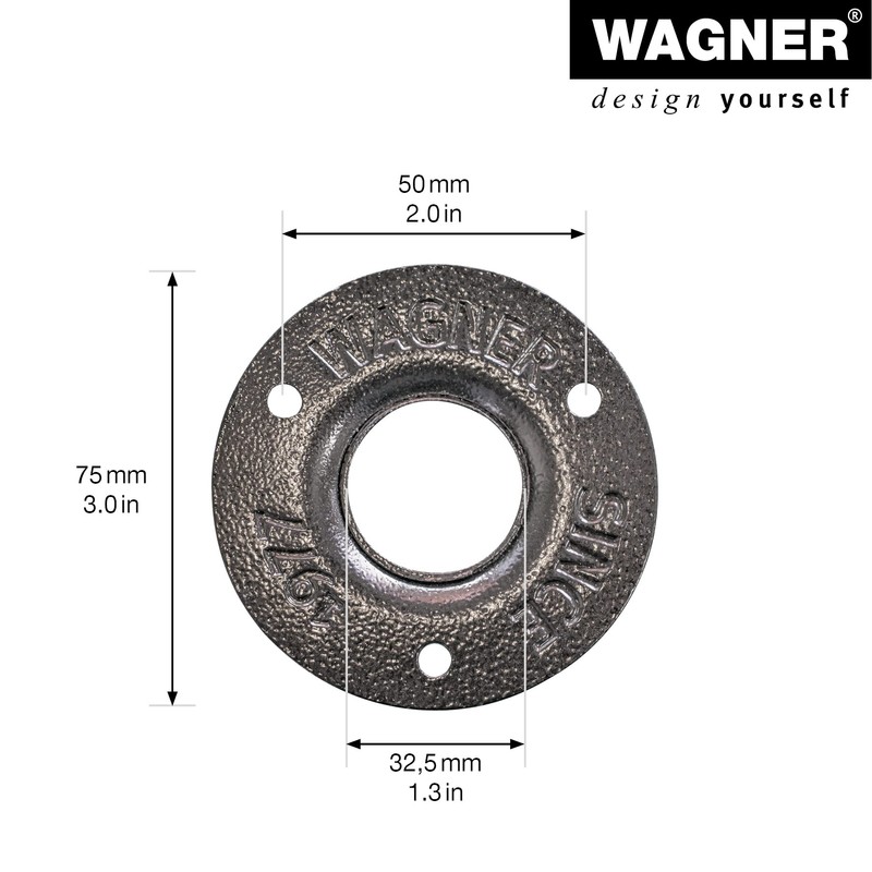 Wagner 12500001 Industrial Pipe Shelf Brackets Diameter 30 x 70