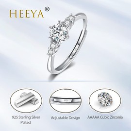 Engagement Rings-Adjustable Silver Rings Women, Sterling Silver Rings for Women-Promise Ring Diamond Ring, Cubic Zirconia Wedding Rings for Women Valentines Day Anniversary Jewellery Gift for Her