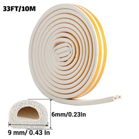 PackYard Window Blocker Noise Dust Insulation Draft Guard 33Feet/10m D-Section Draft Stopper, for Exterior & Interior Doors Weather Stripping Door Seal,Blocker Noise Cold Air Insulation