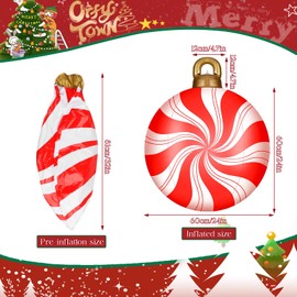 Wlicon 2 Pcs 32 Inch Christmas PVC Inflatable Balls, Giant Inflatable Christmas Balls Decorations Inflatable Ornaments Balls Outdoor for Xmas Holiday Outdoor Indoor Yard Porch Decoration