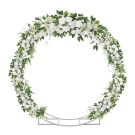6.5 Ft Round Metal Arch Garden, Arbor for Garden, Indoor and Outdoor, Party Decoration, Easy Assembly (with Support Legs, Ground Anchors, Screwdriver, Instructions)