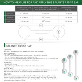 PCP Suction Grip Bathtub and Shower Safety Handle, White, 24 Inch