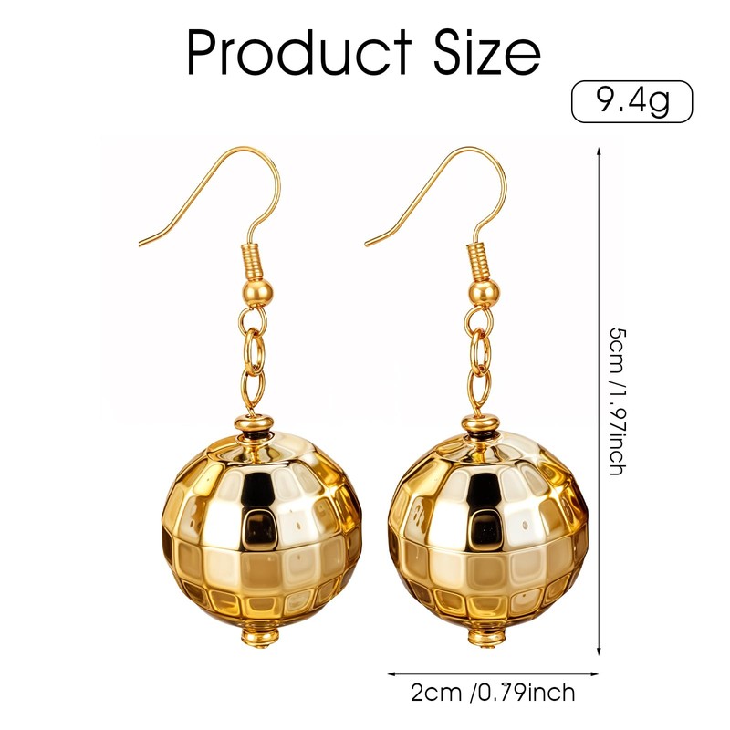 Ymapinc Gold Disco Mirrorball Earrings for Women, Shiny 70s outfits