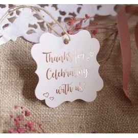 Fancy Frame Gift Tags, Rose Gold Foil, 30 Pack,Thank You Tags, Gift Tags, Print Party Hearts Collection (Rose Gold Tags Frame 2)