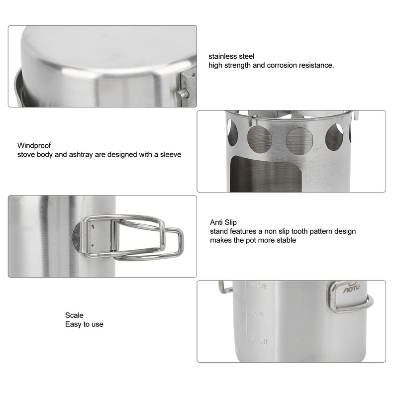 Stainless Steel Cookware Set Portable Camping Stove Cooking Pot Set