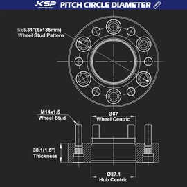 KSP F150 Wheel Spacers 6x135, 1.5"(38.1mm) Hubcentric Wheel Spacer Compatible with F150 Expedition Lobo 2015-2022, Navigator 2015-2021, Forged 6 Lug M14x1.5 Studs 87mm Center Bore Blue 4PCS