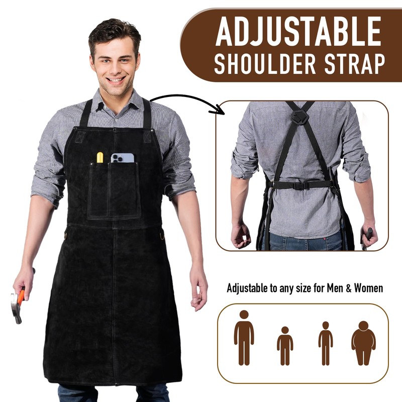 Leather Welding Work Apron - Heat Resistant & Flame Resistant