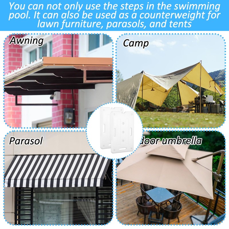 2 PCS Swimming Pool Ladder Weights with 12 Adjustable Straps,