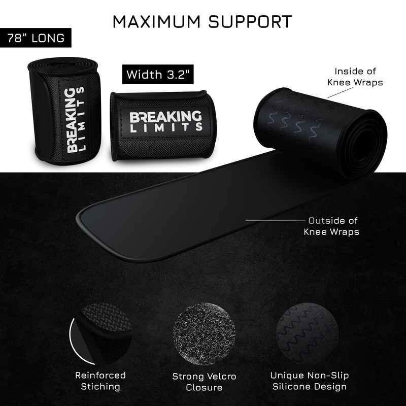 BREAKING LIMITS Knee Support Weight Training - Knee Wraps for