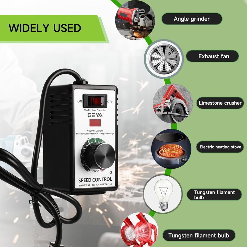 IGOYE 100V-120V 15A AC Motor Speed Controller with Overload Protection,