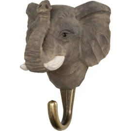 WILDLIFEGARDEN Wildlife Garden WG4533 Elephant Hook - Hand Carved Animal Hook Made of Wood and Metal - Collection of African Animals