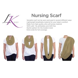 LK Baby Infinity Nursing Scarf Breastfeeding Cover Ultra Soft Premium Jersey Polyester- 100% AZO free and Safe for Baby (Light Brown)