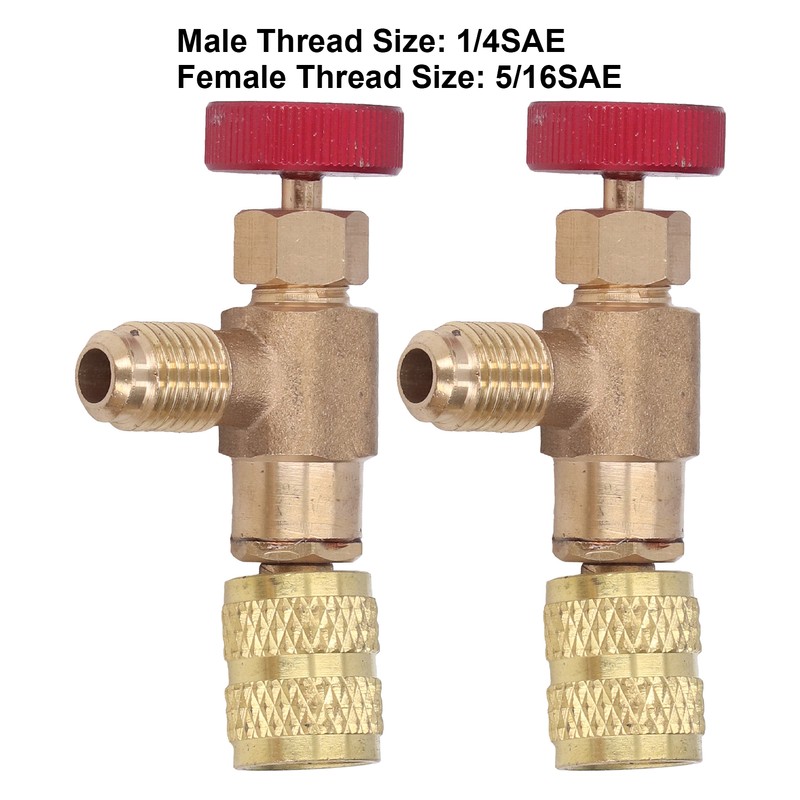 2PCS Refrigeration Control Valve 1/4SAE Male Thread 5/16SAE Female Thread