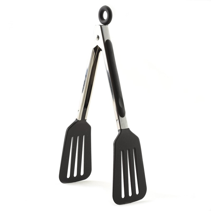 Norpro 8" Stainless Steel Mini Slotted Spatula Locking Serving Tongs