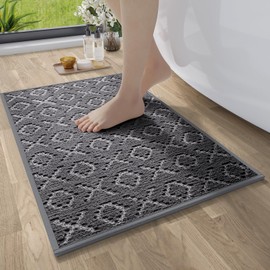 YDKGL Chenille Bathroom Rugs 24 x16, Super Absorbent Non Slip Bath Mat with Rubber Backing Soft Floor Mat for Shower, Tub, Toilet