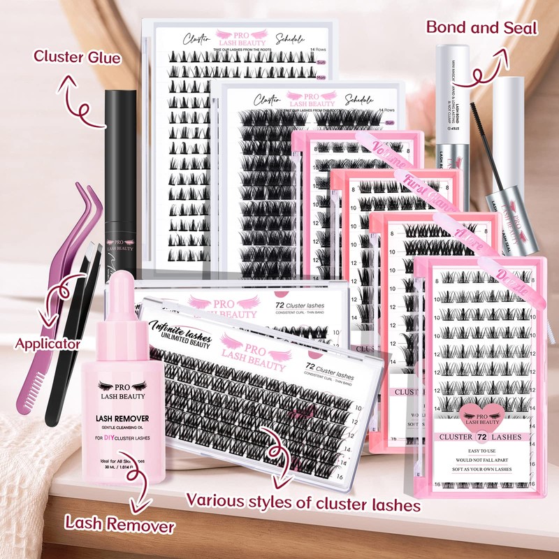 Cluster Eyelashes, Pack of 72 Individual Eyelashes, Eyelash Clusters, DIY