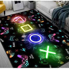 Gaming Rugs for Bedroom Boys, 3x5 Gamer Rug for Boys Room, Gaming Room Decor Accessories for Teen, Non-Slip Machine Washable Game Carpet, Gamer Bedroom Decor
