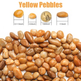 5 Lbs River Rocks for Plants,0.4-1.2 Inch Decorative Ornamental Pebbels, High Polished Stones for Garden Landscaping, Smooth Gravel Filler for Outdoor Plants, Succulents, Fish Tank and Vases, Yellow