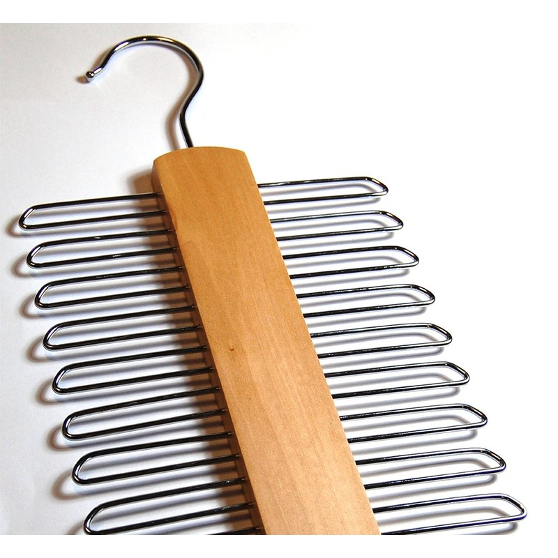 20 Bar Wooden Tie Hanger, Coat Scarfs & Belt Rack