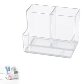 Mirhua Transparent 3 Grids Penta (5.0 x 3.8 x 3.2 inches (12.70 x 9.70 x 8.30 cm)), Stylish Pen Holder, Stationery, 3 Compartments, Stylish Magnet, Pen Holder, Pen Holder, Pen Accessories, Cosmetics
