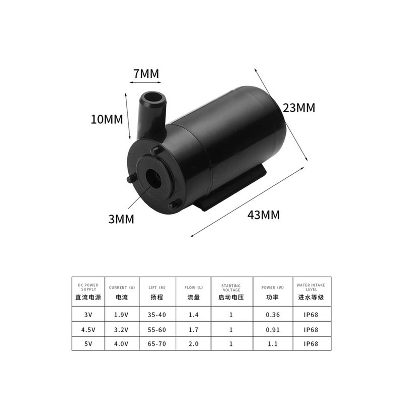 SIPYTOPF 2Pcs DC 3-5V Micro Submersible Mini Water Pump for