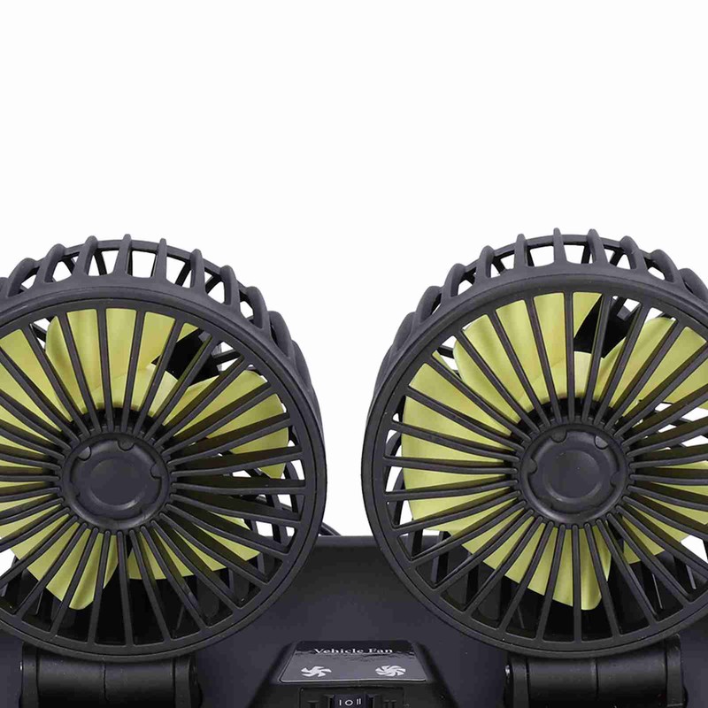 Electric Car Fan 360° Rotatable DoubleHead 5 Blades 2 Speeds