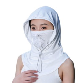 JDYaoYing Summer Balaclava Hat Face Mask with Neck Guard UV Protection Full Head Mask for Men Women Fishing Cycling (White-B)