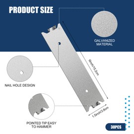 Therwen 70 Pcs Accessories Nail Plate for Wood Studs 6 x 1.5 Inch Metal Cable Protector Plate Safety Furniture Hardware with Pointed Prongs for Protecting Plumbing and Wiring