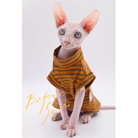 Cotton Sphynx Cat Clothes Spring and Summer Thin Soft High Stretch Hairless Cat Clothes for Devon Rex, Konish Clothes Cat Apparel for Small Cats and Dogs
