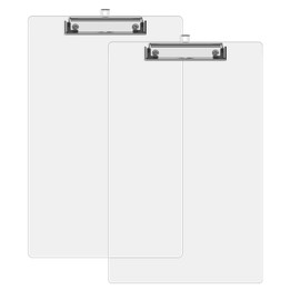 Juvealoe A4 Plastic Large Clipboard Set of 2, 8.5 x 11 Clip Boards with Low Profile Clip, Size 14 x 9″, Suit for Classroom, Teacher, Students, School & Office Supplies(Clear)