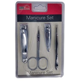 Best House Manicure Set Nail Clippers, Stainless Steel Nail Scissors Grooming Kit, 4 in 1 Stainless Steel Nail Tools for Men and Women Sturdy, Curved and Slant Nail Clipping Kit (Set of 4)