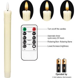 JOIONE Flameless Candles with Remote, 9.6" Ivory Battery Candles Real Drpping Wax Battery Operated Candles, LED Electric Fake Candles for Christmas Party Wedding Decoration (2 Pack)
