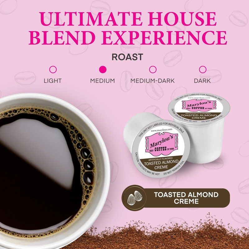 Marylou's Toasted Almond Creme Flavored Gourmet Coffee – Single Serve