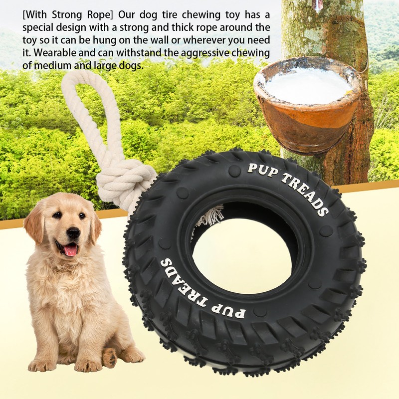 Dog Tire Chewing Toy Bite Resistant Treat Dispensing Rubber Aggressive