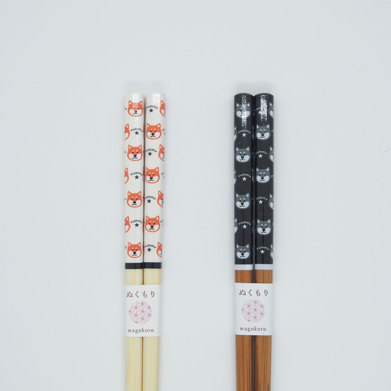 Tanaka Hashi 2 Pairs of Reusable Bamboo Chopsticks Shiba Inu