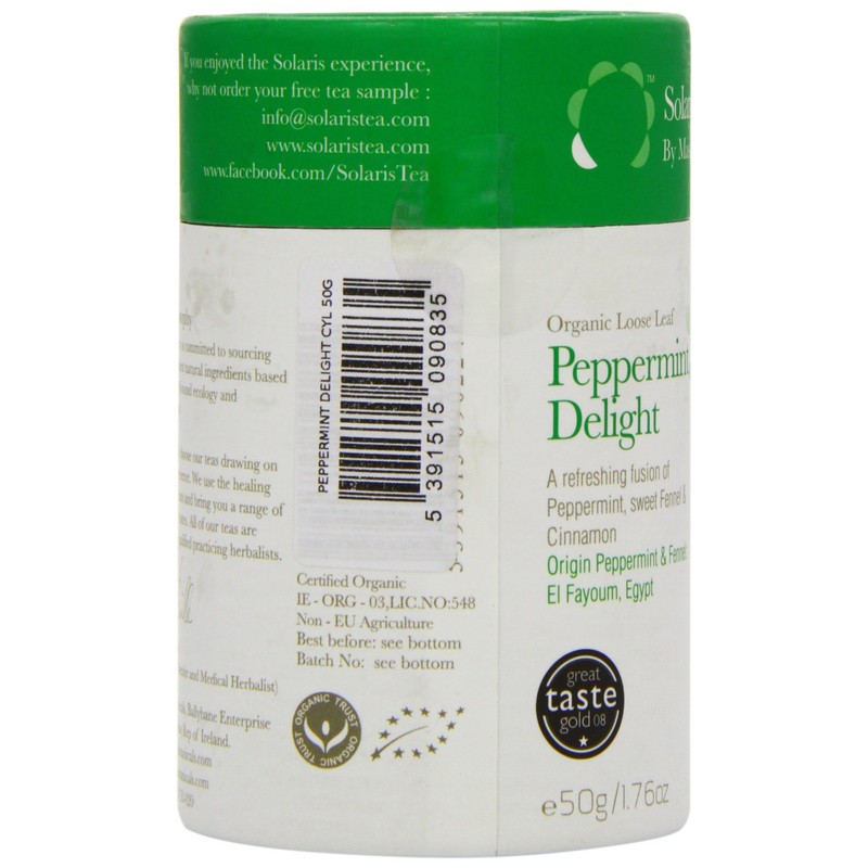Solaris Tea Organic Loose Whole Leaf Peppermint Delight 50 g