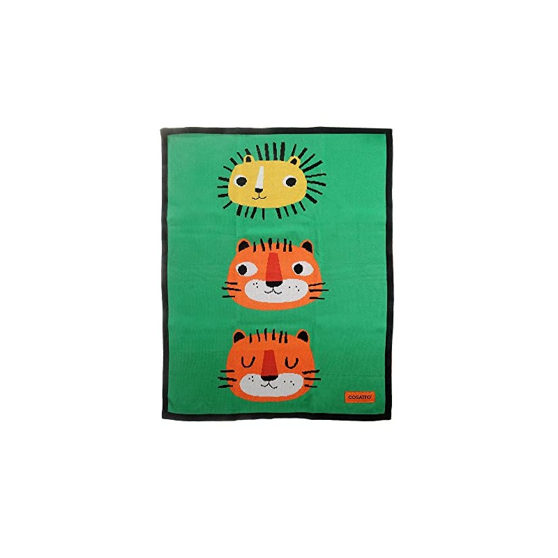 Cosatto Baby Blanket, Combed Cotton Knitted, New Baby Gift, Green/Orange,
