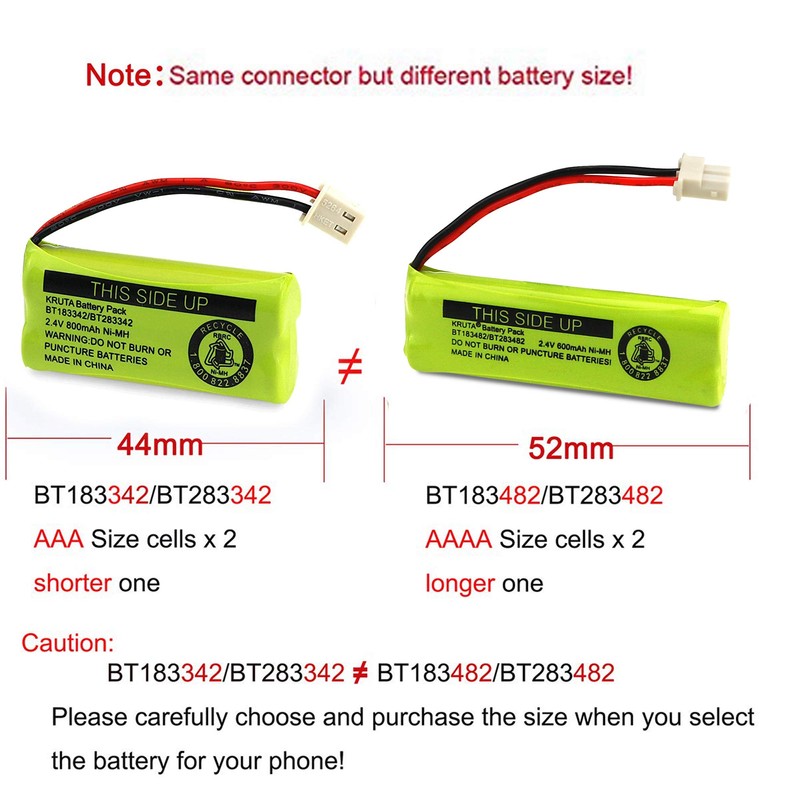 Kruta BT183482 BT283482 Cordless Phone Battery for Vtech DS6401 DS6421