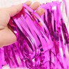 2 pcs Hot Pink Metallic Tinsel Foil Fringe Curtains, 3.28