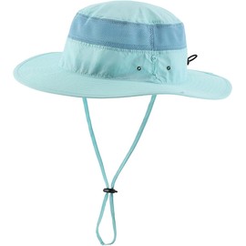 Connectile Unisex Outdoor Mesh Safari Hat, Solid, Wide Brim, UV Protection, Sun Protection, Fishing Cap, lakeblue