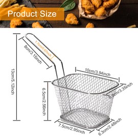 DURANTEY Pack of 8 French Fries Baskets, Stainless Steel Fryer Basket, Mini Food Frying Basket, Small Chip Basket, Cooking Tool, Chip Baskets for Serving for Fries, Onion Rings